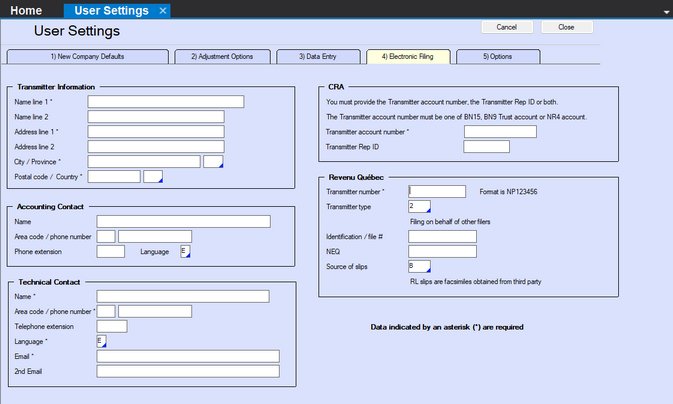 Electronic Filing Defaults